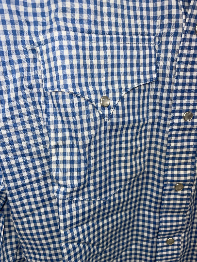 New men’s RockMount Ranch Blue Long Sleeve Pearl Snap 15 X 35 Medium B-81