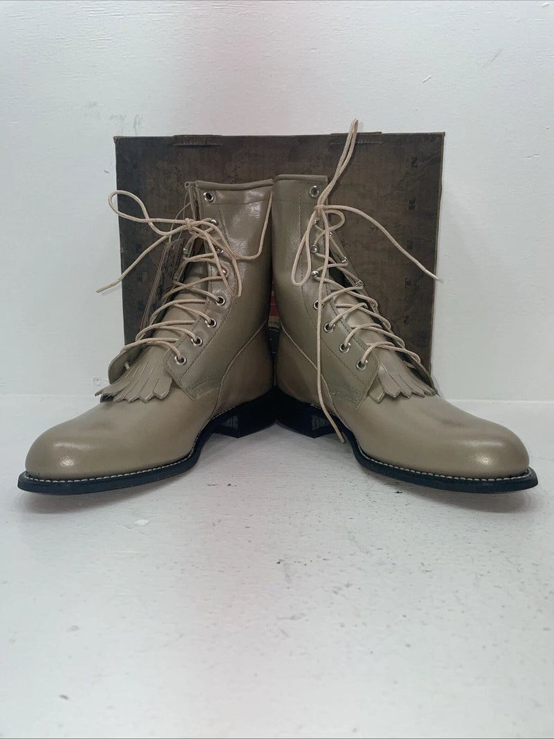 New Women’s Tan Lace Up Laredo Cowboy Boots. 4498 8.5 8 1/2 M. 16-97