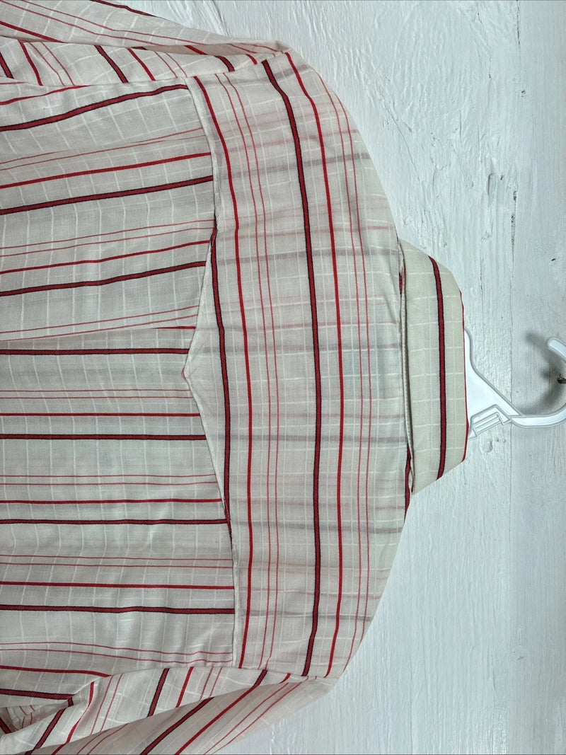 New Men’s Dee-Cee Red Stripe Short Sleeve Pearl Snap 15 Medium AA-120