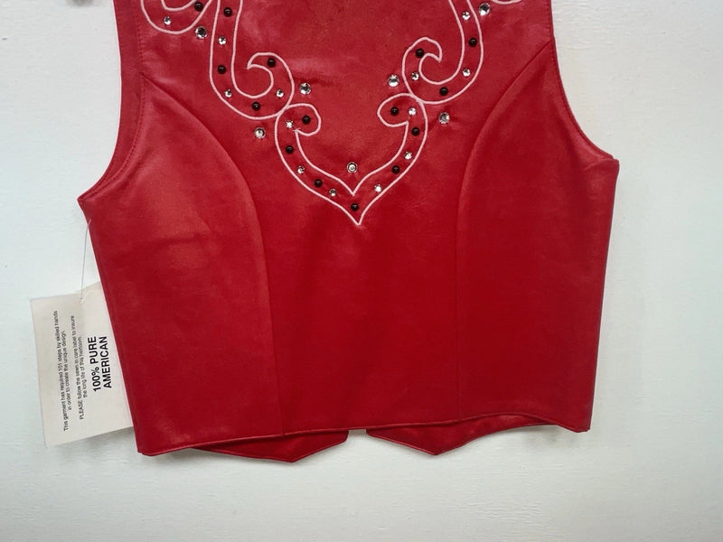 New Women’s Red 1849 Authentic Ranchwear Cut Off Zip Up Vest XS #77872 3B-69