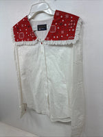 New Women’s Panhandle White Red Design Long Sleeve Button Up Size 14 TT-78