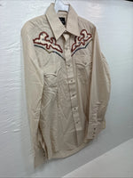New Men’s Champion Western Tan Design Long Sleeve Pearl Snap Medium J-77