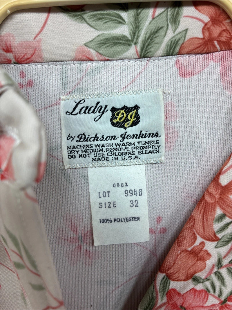 New Women’s Dickson Jenkins Pink Floral Long Sleeve Pearl Snap Size 32 MM-56