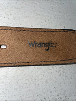 New Black Genuine Leather Wrangler Pink Striped Fabric 32” Belt #627005 Z-16