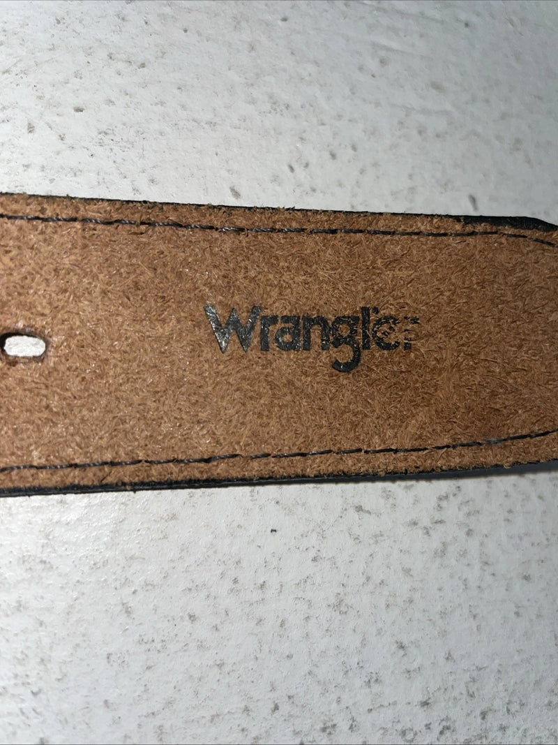 New Black Genuine Leather Wrangler Pink Striped Fabric 32” Belt #627005 Z-16
