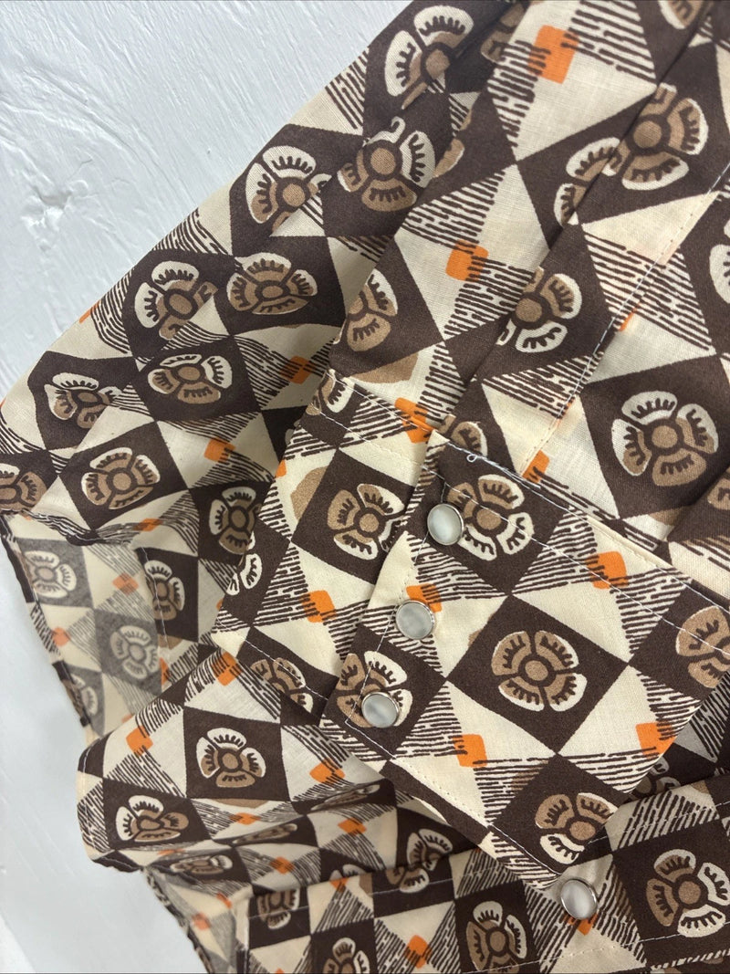 New Men’s Denver Westerns Brown Long Sleeve Pearl Snap 15 X 32 Medoum K-84