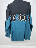New Women’s Cumberland Blue Black Designed Long Sleeve Button Up XL II-42