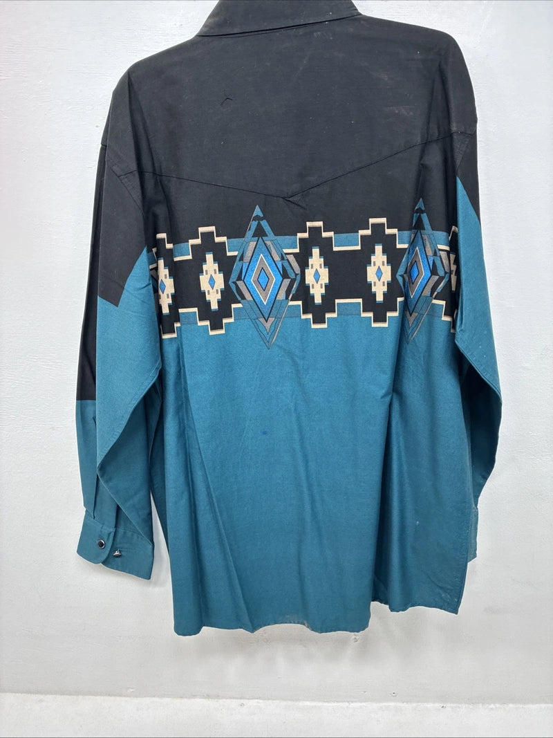 New Women’s Cumberland Blue Black Designed Long Sleeve Button Up XL II-42