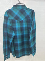 New Girls Cumberland Blue Plaid Long Sleeve Pearl Snap Size 2XL CC-120