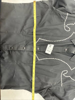 New Women’s White Horse Black Design Long Sleeve Pearl Snap Large KK-114