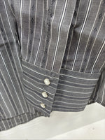 New Men’s ELY Cattleman Gray White Stripe Long Sleeve Pearl Snap 16 Large Q-39