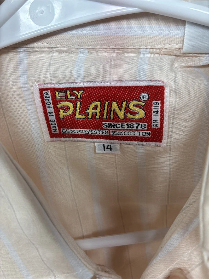 New Boys ELY Plains Tan Stripe Long Sleeve Pearl Snap Size 14 DD-108