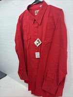 New Men’s ELY Cattleman Red Simple Long Sleeve Pearl Snap 18.5 X 35 2XL K-94