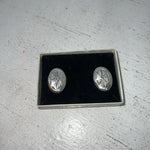New Women’s Congress Leather Oval Silver Earrings. 93122 B-7