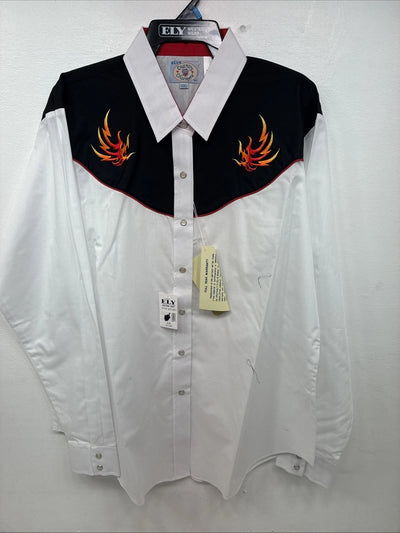 New Women’s Country Charmers Flame Designed Long Sleeve Pearl Snap 2XL GG-54