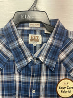 New Men’s ELY Cattleman Blue Long Sleeve Pearl Snap 3XL E-29