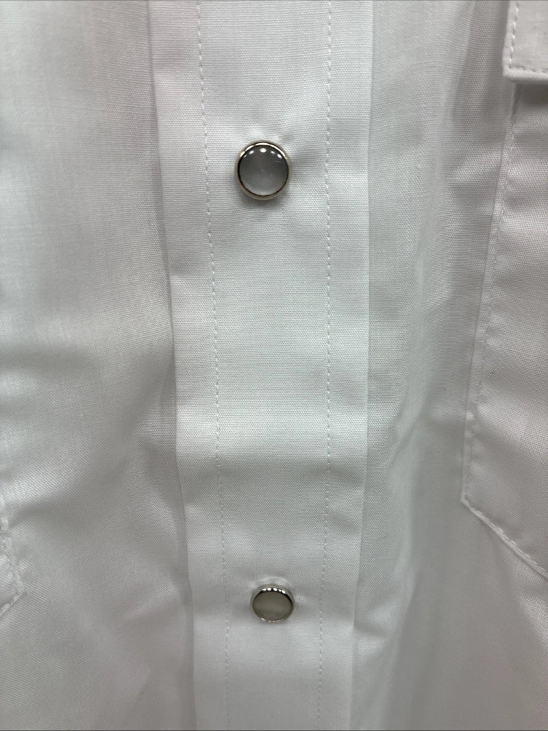 New Men’s Mesquite White Western Long Sleeve Pearl Snap 17.5 X 37 XL R-76