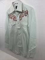 New Men’s Champion Western Mint Green Long Sleeve Pearl Snap 15 Medium M-62