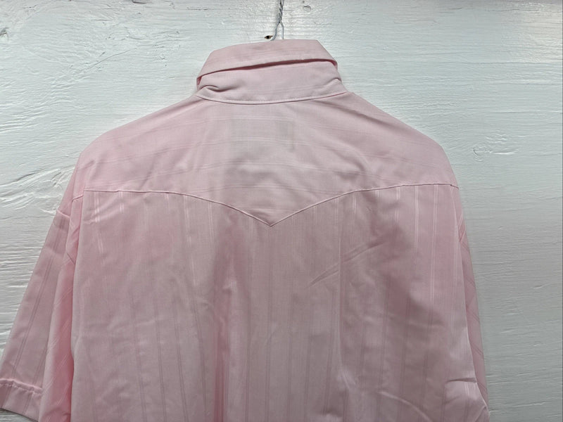 New Men’s Panhandle Slim Pink Stripe Short Sleeve Peal Snap 17 XL R-75