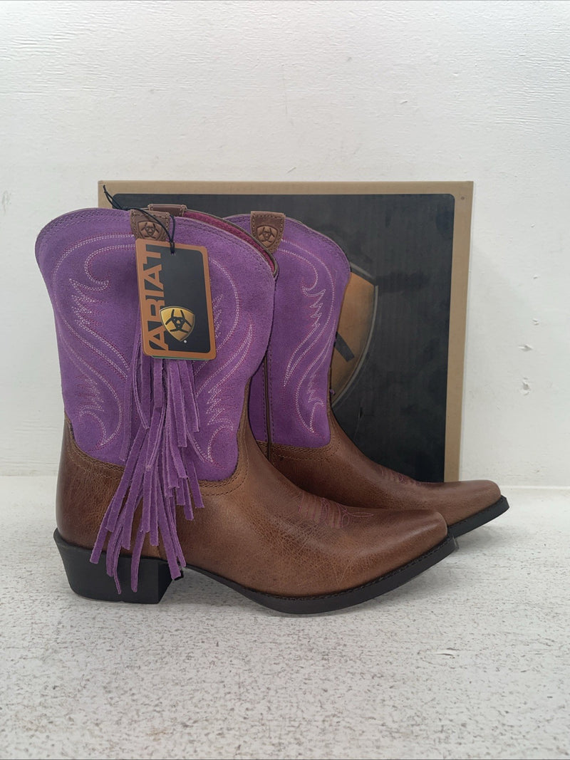 New Kids Purple With Fringe Ariat Cowboy Boots. 10012797 6 M. 2-134