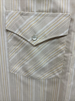 New Men’s White Horse Tan White Stripe Short Sleeve Pearl Snap XL O-72 