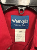 New Men’s Wrangler Red Long Sleeve Button Up Shirt Medium J-85