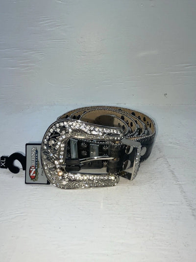 New Black Genuine Leather Nocona Silver Bling XL Belt #N3489201 NN-118