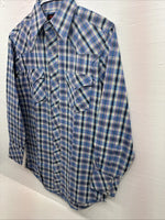 New Men’s Champion Western Purple Plaid Long Sleeve Peal Snap 15 Medium M-44
