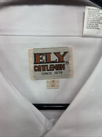 New Men’s ELY Cattleman White Western Long Sleeve Pearl Snap 18 X 35 2XL T-49