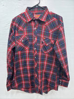 New Men’s ELY Plains Red Plaid Long Sleeve Pearl Snap 16  X 34 Large M-34