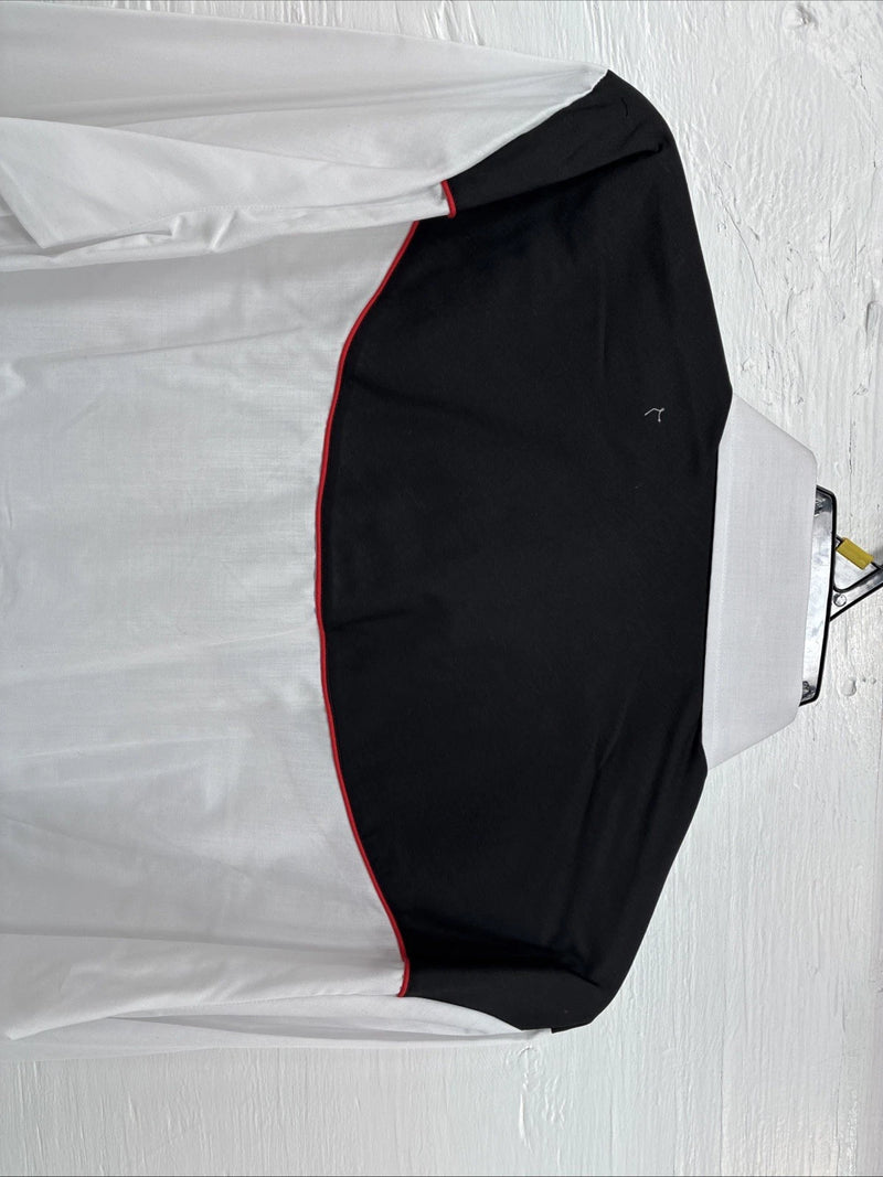 New Men’s ELY Diamond White Fire Design Long Sleeve Pearl Snap Large AA-15
