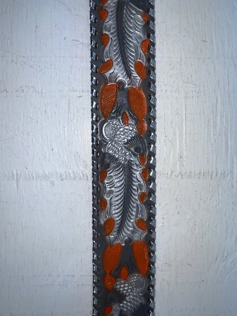 New Gray Genuine Leather Kentucky Orange Tooled 30” Belt #82005 JJ-166