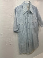 New Men’s Dickson Jenkins Blue Floral Short Sleeve Pearl Snap 14.5 Small V-62