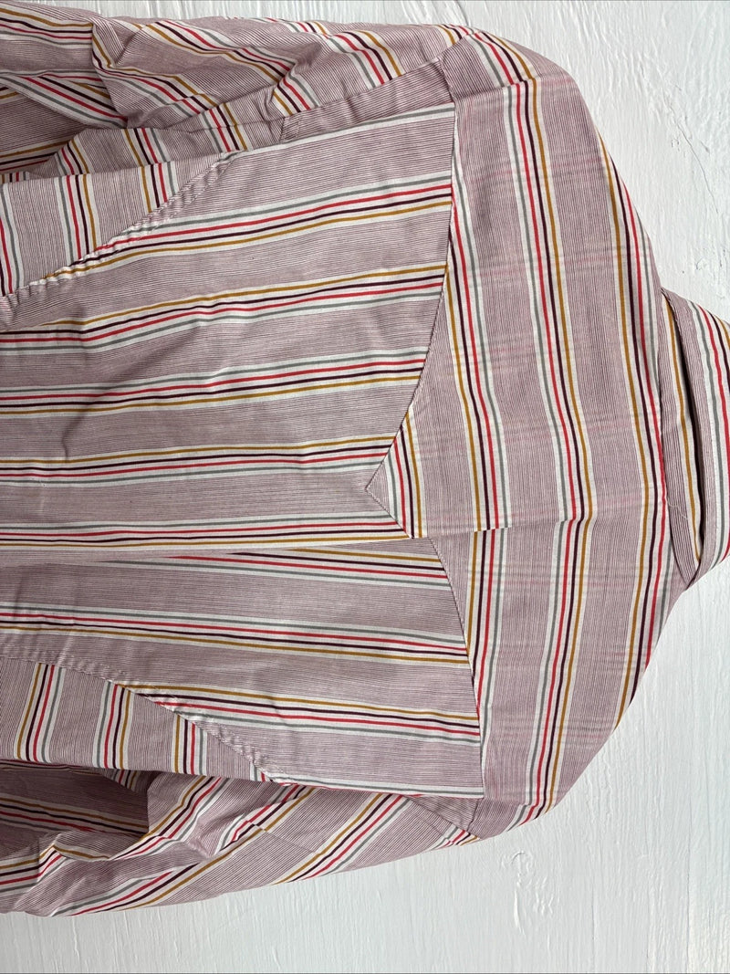 New Men’s Tem Tex Pink Stripe Long Sleeve Pearl Snap 16 X 35 Large Q-109