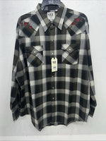 New Men’s Green Plaid Rose ELY cattleman Pearl Snap Long Sleeve Shirt. XXL G-66