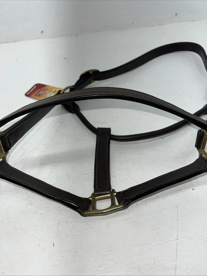 New Tough 1 Genuine Leather Brown Track Horse Halter #44-2046 W-49