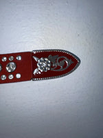 New Red Genuine Leather Nocona Silver Bling S Belt #N1330998 Z-82