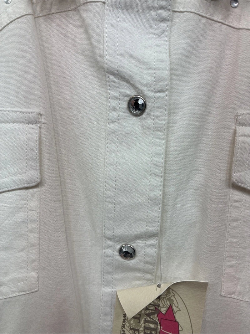 New Women’s Cumberland White Gem Long Sleeve Pearl Snap XL GG-46