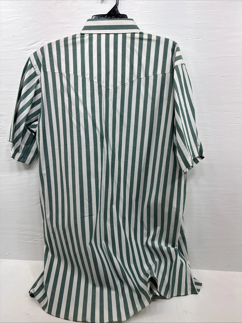 New Men’s Longhorn Teal Strip Short Sleeve Button Up 4XL E-51