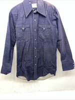 New Men’s Karman Western Wear Denim Pearl Snap Long Sleeve Shirt. 15.5x33 M I-24