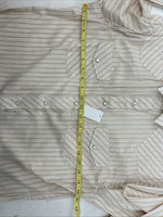 New Women’s White Horse Tan Stripe Long Sleeve Pearl Snap Medium YY-121