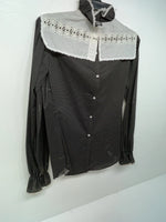 New Women’s Black White Panhandle Slim Long Sleeve Button Up Shirt #3533 3B-24