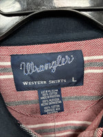 New Men’s Wrangler Pink Stripe Short Sleeve Polo Shirt Large DD-10