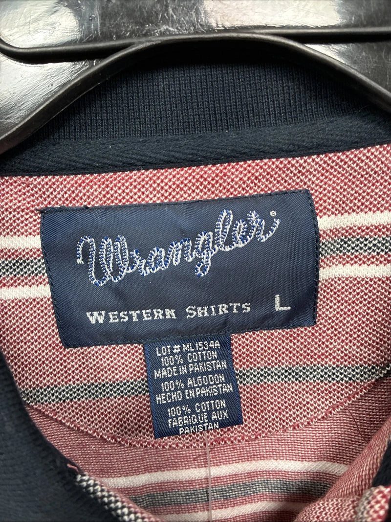 New Men’s Wrangler Pink Stripe Short Sleeve Polo Shirt Large DD-10
