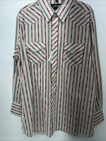 New Men’s Pink Stripped White House Long Sleeve Pearl Snap Shirt. XL S-31