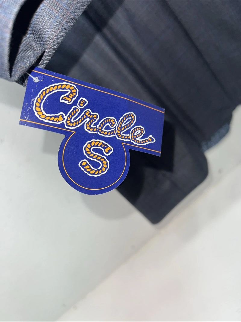 New Men’s Circle S Blue Plaid Suit Jacket 48R #25832 X-607