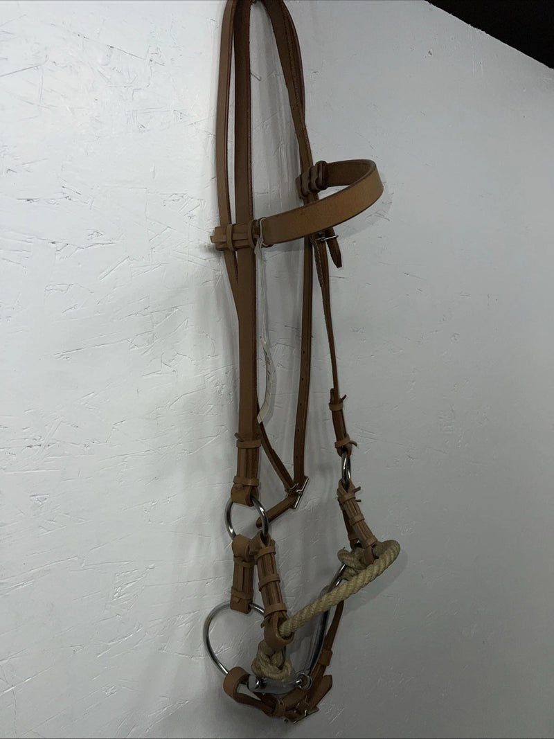 New Star Rider Leather Headstall Rope Nose Band W Bit #6501 U-32