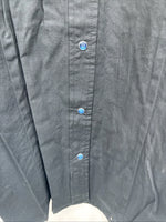 New Women’s Cumberland Black Blue Design Long Sleeve Pearl Snap 2XL GG-35