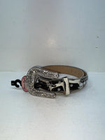 New Cow Print Genuine Leather Blazin Roxx Silver Bling L Belt #N3511662 Z-61