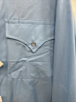 New Men’s ELY Cattleman Blue Long Sleeve Pearl Snap 18 X 35 2XL CC-5